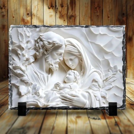 Cadouri creștine - Placă de ardezie - Scenă a Nașterii Domnului 3D cu Maria, Iosif și Isus