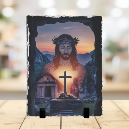 Cadouri creștine - Placă de ardezie - Scena Răstignirii – Crucea lui Iisus
