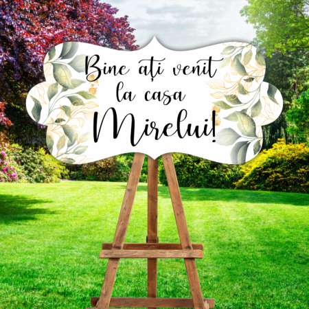 Plăcuțe bine ați venit - Plăcuță nuntă - Bine ați venit la casa mirelui - Frunze verzi
