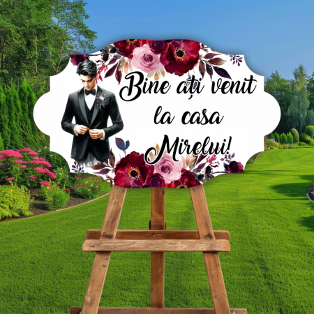 Plăcuțe bine ați venit - Plăcuță nuntă - Bine ați venit la casa mirelui - M2