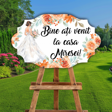 Plăcuțe bine ați venit - Plăcuță nuntă - Bine ați venit la casa miresei - M2