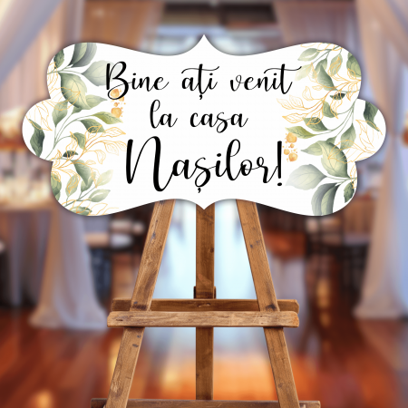 Plăcuțe bine ați venit - Plăcuță nuntă - Bine ați venit la casa nașilor - M2