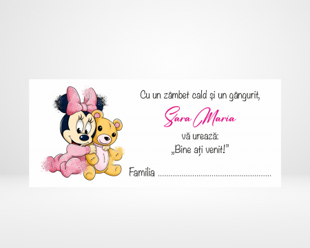 Plicuri de bani fetițe - Plic de bani pentru botez - Baby Minnie - Model 3