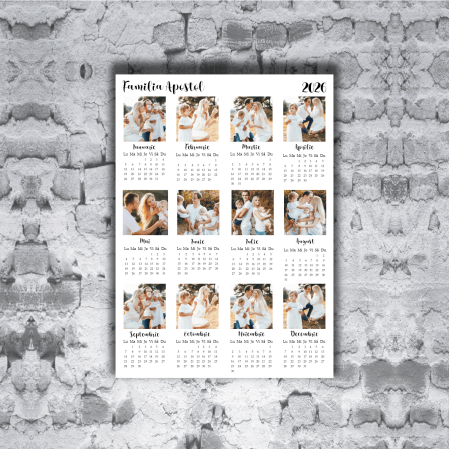 Cadouri de Sărbători - Poster calendar A3 personalizat cu 12 poze și nume