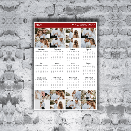 Cadouri de Sărbători - Poster calendar A3 personalizat cu 16 poze și nume