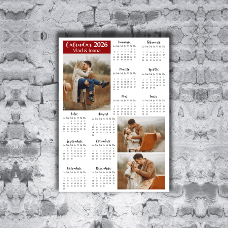 Calendare personalizate - Poster calendar A3 personalizat cu 3 poze și nume