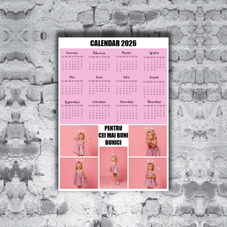 Cadouri de Sărbători - Poster calendar A3 personalizat cu 5 poze și mesaj