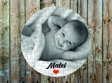 Jucarii - Puzzle rotund personalizat cu o poza si text