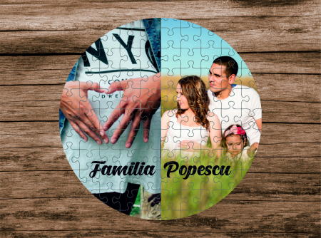 Puzzle - Puzzle rotund personalizat cu 2 poze si text