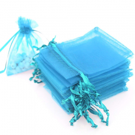 Săculeți pentru mărturii magnetice - Săculeț organza turquoise pentru mărturie magnetică
