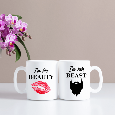 Cani - Set Căni Personalizate Cuplu - I'm Her Beast și I'm His Beauty