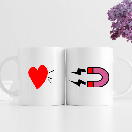 Cani - Set căni personalizate cuplu - Magnet - Heart