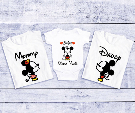 Tricouri personalizate Aniversare - Tricouri personalizate Aniversare 1 an - Mommy - Daddy - Baby Minnie