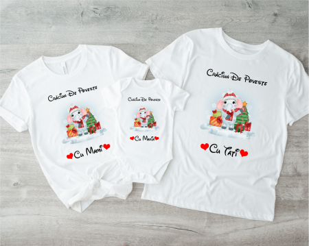 Tricouri personalizate familie - Set tricouri personalizate -  Crăciun de Poveste - Elefănțel
