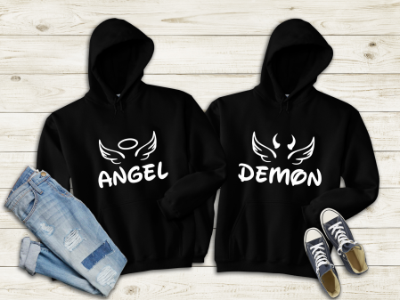 Hanorace - Set Hanorace Cuplu - Angel/Demon