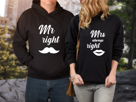 Hanorace - Set Hanorace Cuplu - Mr right/Mr always right