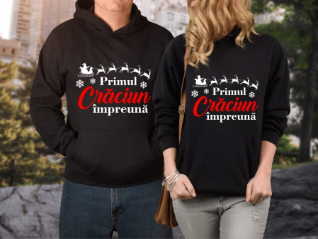 Hanorace personalizate Cuplu - Set Hanorace Cuplu - Primul Crăciun Împreună - Model 2