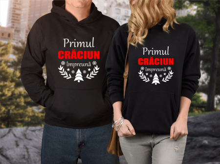 Hanorace personalizate Cuplu - Set Hanorace Cuplu - Primul Crăciun împreună - Model 2