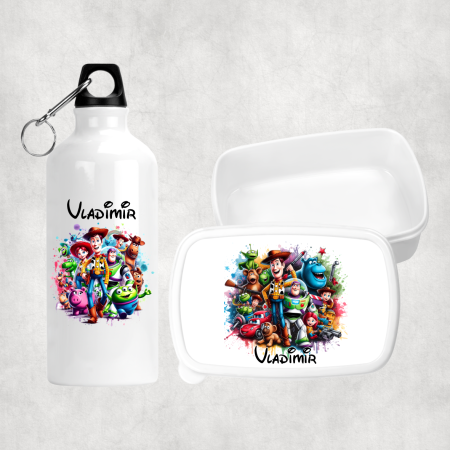 Seturi promoționale - Set lunch box și bidon personalizat cu nume - Eroii Toy Story
