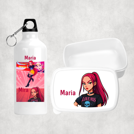 Seturi promoționale - Set lunch box și bidon personalizat cu nume - KPop Demon Hunters - Mira