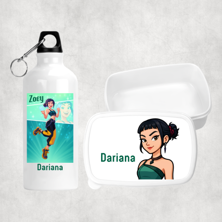 Seturi promoționale - Set lunch box și bidon personalizat cu nume - KPop Demon Hunters - Zoey