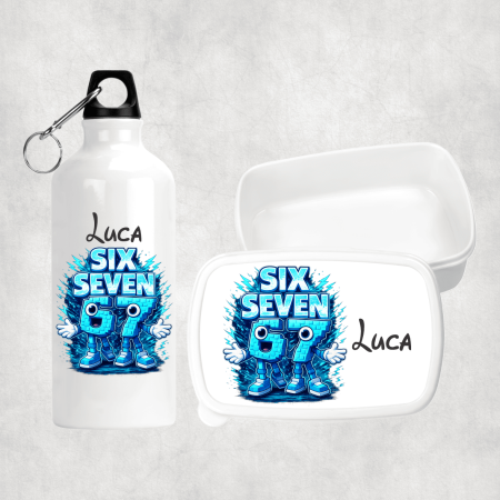 Seturi promoționale - Set lunch box și bidon personalizat cu nume - Six Seven - M3