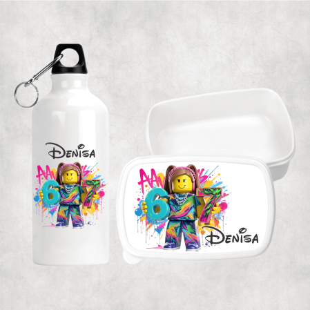 Seturi promoționale - Set lunch box și bidon personalizat cu nume - Six Seven - M4