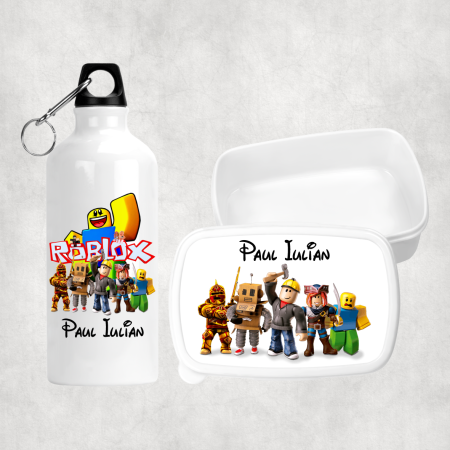 Seturi promoționale - Set lunchbox și bidon apă personalizat cu nume - Roblox - Model 2