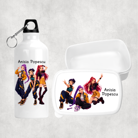 Seturi promoționale - Set lunchbox și bidon de apă personalizat cu nume - KPop Demon Hunters - M10