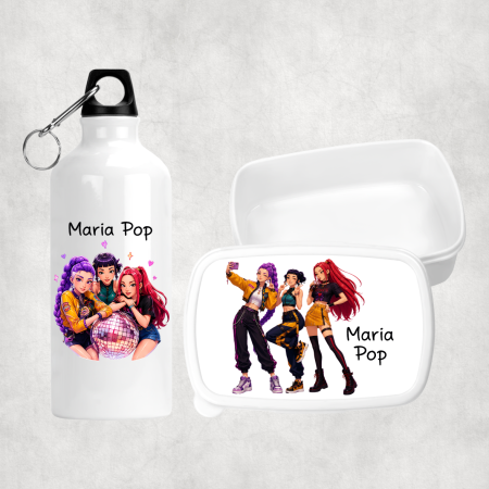 Seturi promoționale - Set lunchbox și bidon de apă personalizat cu nume - KPop Demon Hunters - M11