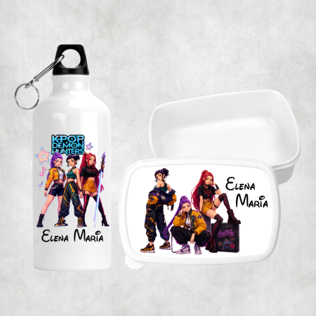 Seturi promoționale - Set lunchbox și bidon de apă personalizat cu nume - KPop Demon Hunters - M12