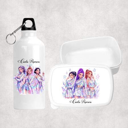 Seturi promoționale - Set lunchbox și bidon de apă personalizat cu nume - KPop Demon Hunters - M9