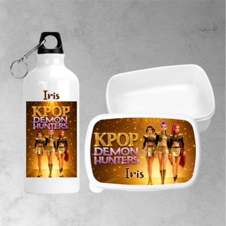 Seturi promoționale - Set lunchbox și bidon de apă personalizat cu nume - KPOP DEMON HUNTERS - Model 10