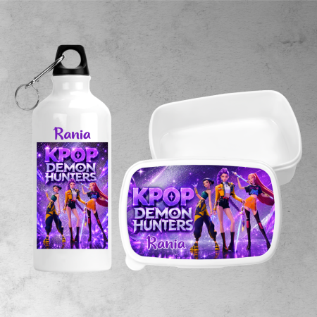 Seturi promoționale - Set lunchbox și bidon de apă personalizat cu nume - KPOP DEMON HUNTERS - Model 11