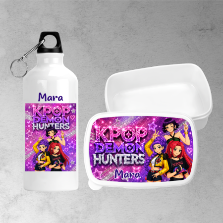 Seturi promoționale - Set lunchbox și bidon de apă personalizat cu nume - KPOP DEMON HUNTERS - Model 12