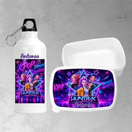 Seturi promoționale - Set lunchbox și bidon de apă personalizat cu nume - KPOP DEMON HUNTERS - Model 13