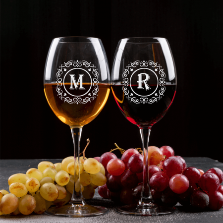 Pahare de vin - Set pahare de vin personalizate - Inițiale
