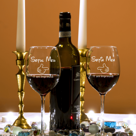 Pahare de vin - Set pahare de vin personalizate - Soțul meu - Soția mea - Aniversare