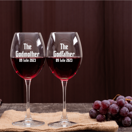 Pahare de vin - Set pahare de vin personalizate - The godfather - The godmother