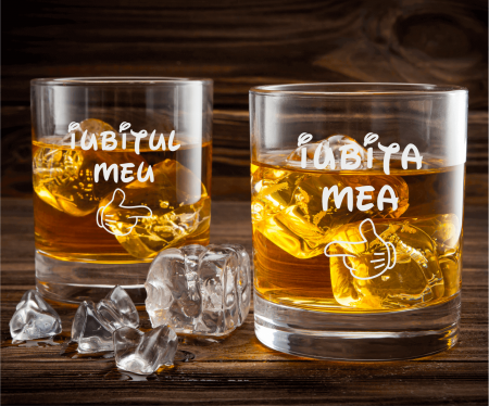 Pahare de whisky - Set pahare de whisky personalizate - Iubitul Meu și Iubita Mea