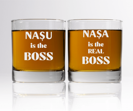 Pahare de whisky - Set pahare de whisky personalizate - Nași - Boss - Real Boss