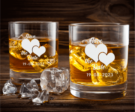 Pahare de whisky - Set pahare de whisky personalizate - Save the date