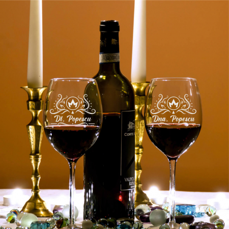 Pahare de vin - Set pahare de vin personalizate - Dl. și Dna.