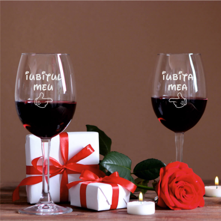 Pahare de vin - Set pahare de vin personalizate - Iubitul Meu și Iubita Mea