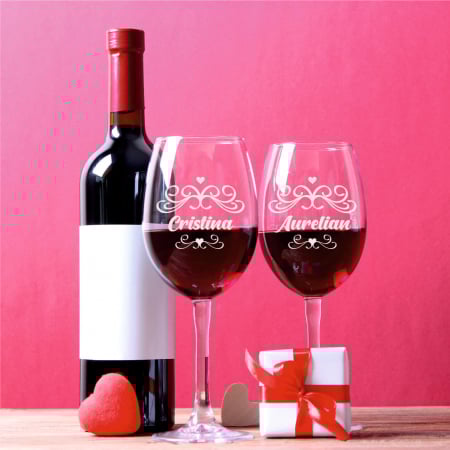Cadouri de Sărbători - Set pahare de vin personalizate - Nume