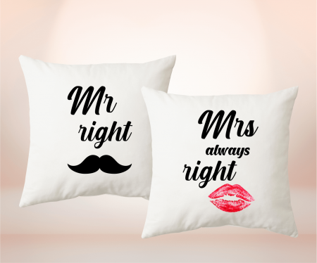 Perne - Set perne personalizate pentru cuplu - Mr Right și Mrs Always Right