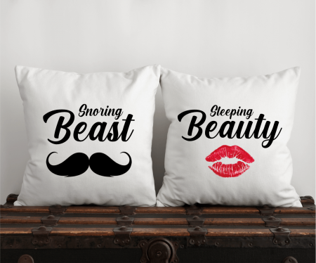 Perne - Set perne personalizate pentru cuplu - Snoring Beast și Sleeping Beauty