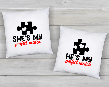 Perne personalizate - Set perne personalizate pentru cuplu - He's - She's my perfect match
