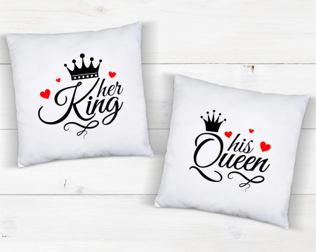Perne personalizate - Set perne personalizate pentru cuplu - Her king - His queen
