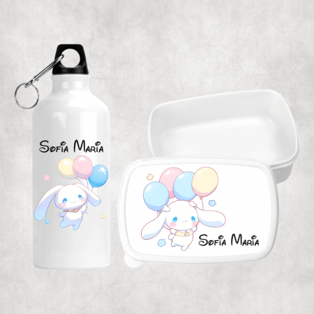 Seturi promoționale - Set personalizat cu nume - Lunch box și bidon apă - Cinnamoroll